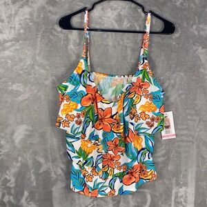 Into The Bleu Women's Floral Ruffle Tankini Swim‎ Top Plus Size XXL NWT